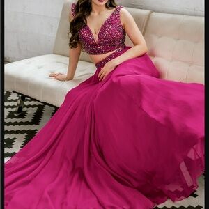 Sherri Hill 2 piece Hot pink prom dress size 6
